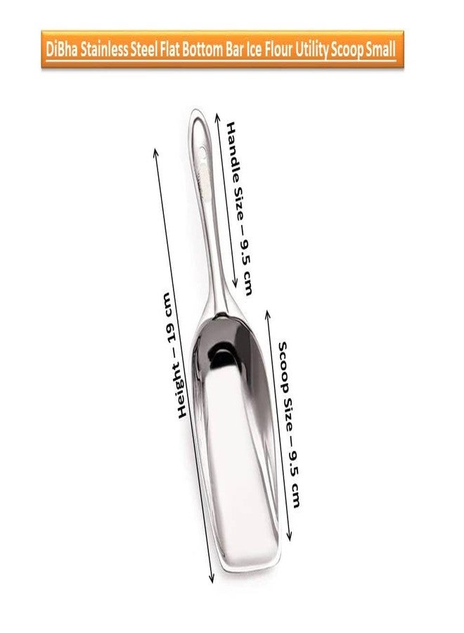 DiBha 2-Piece Stainless Steel Flat Bottom Bar Ice Flour Utility Scoop, Small & Big, Silver (Combo of 2) - Image 2